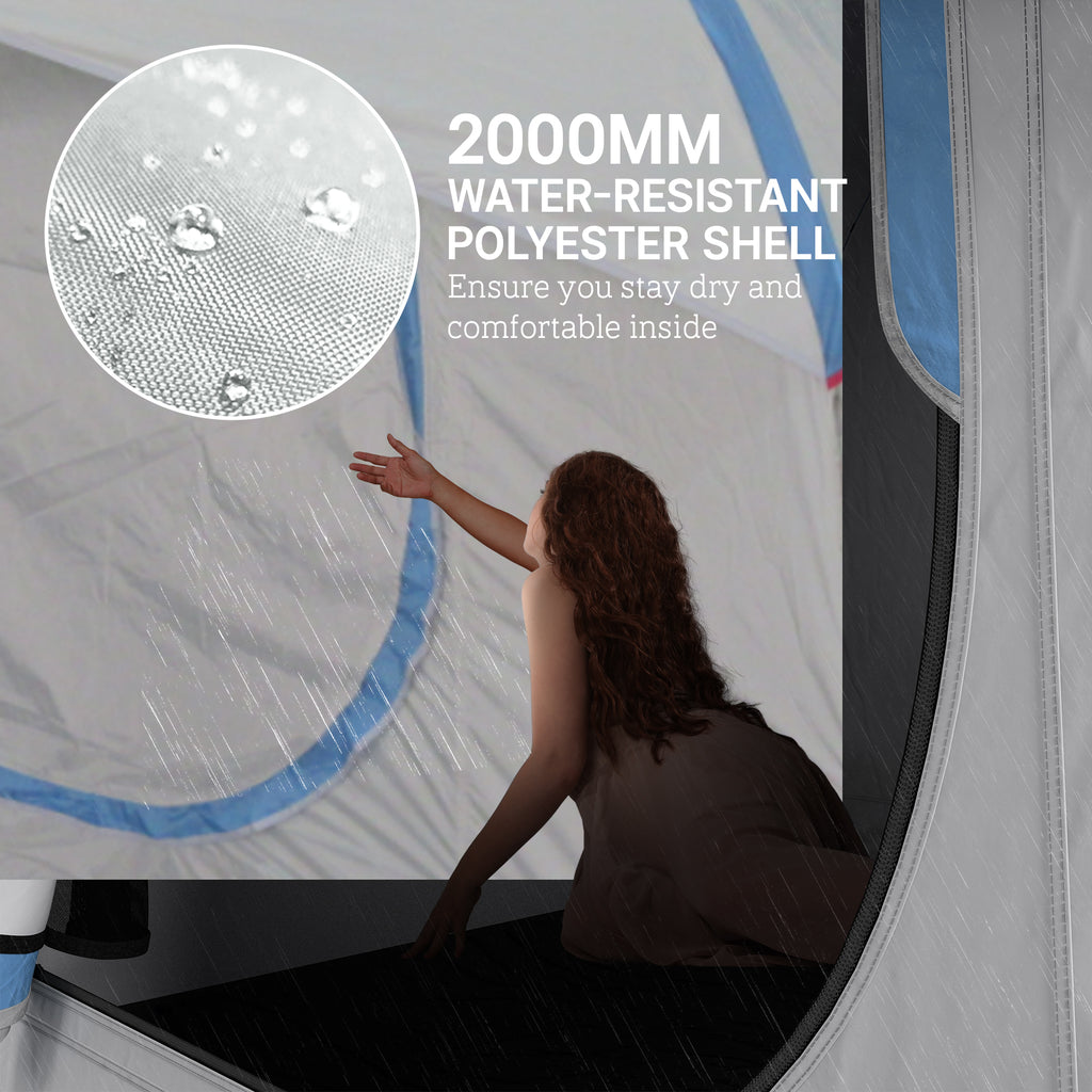 2000mm Waterproof SUV Tent, Car Tent with 3 Doors and Mesh Window, for 5-6 Person Camping Travel, Grey and Blue
