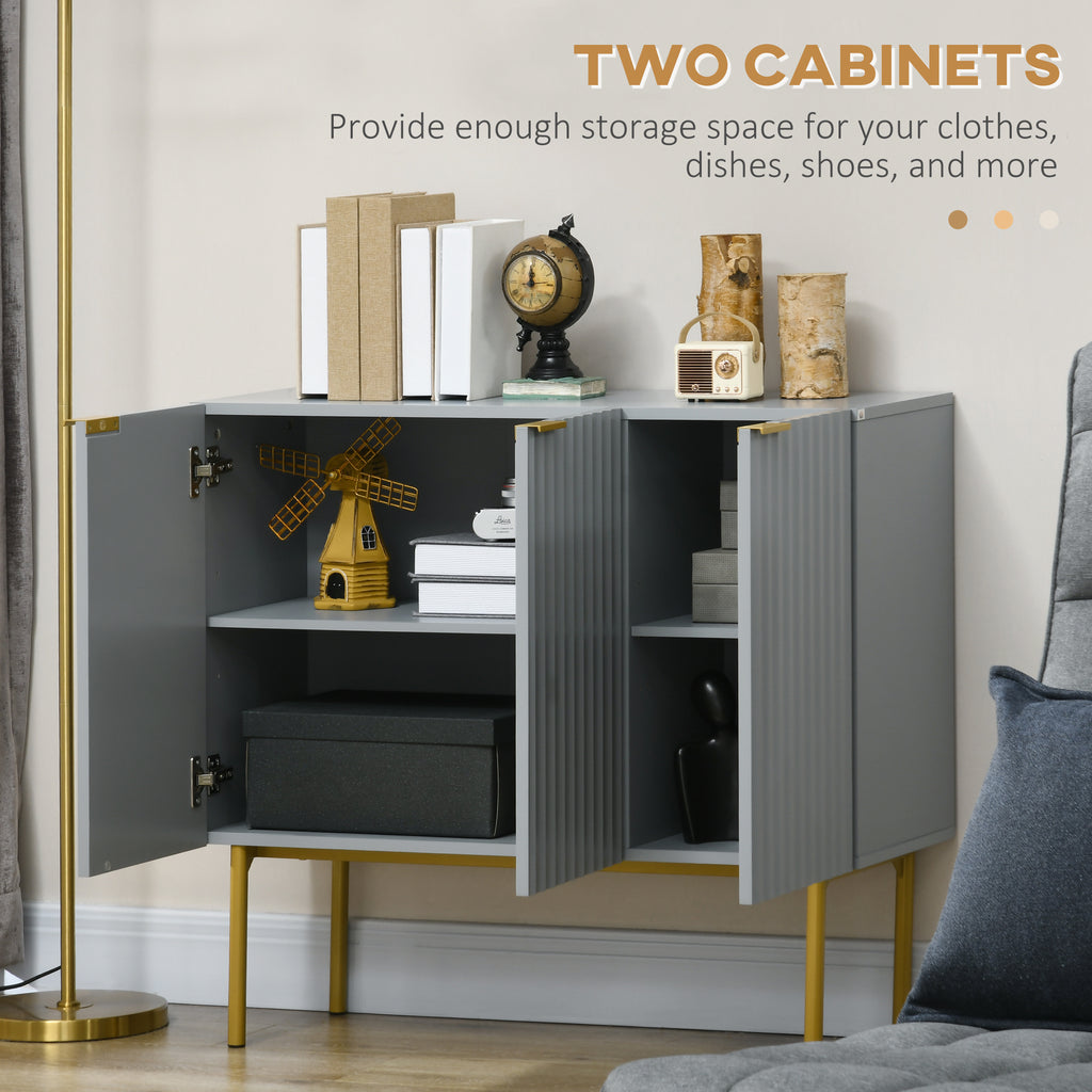 Modern Storage Cabinet Sideboard Buffet Cabinet with Gold Legs for Living Room Dining Room Hallway Grey