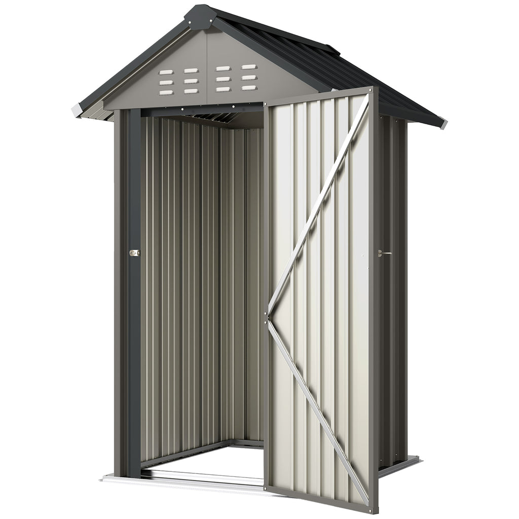 Outdoor Storage Shed with Lockable Door, Metal Garden Shed with 4 Vents for Backyard Patio