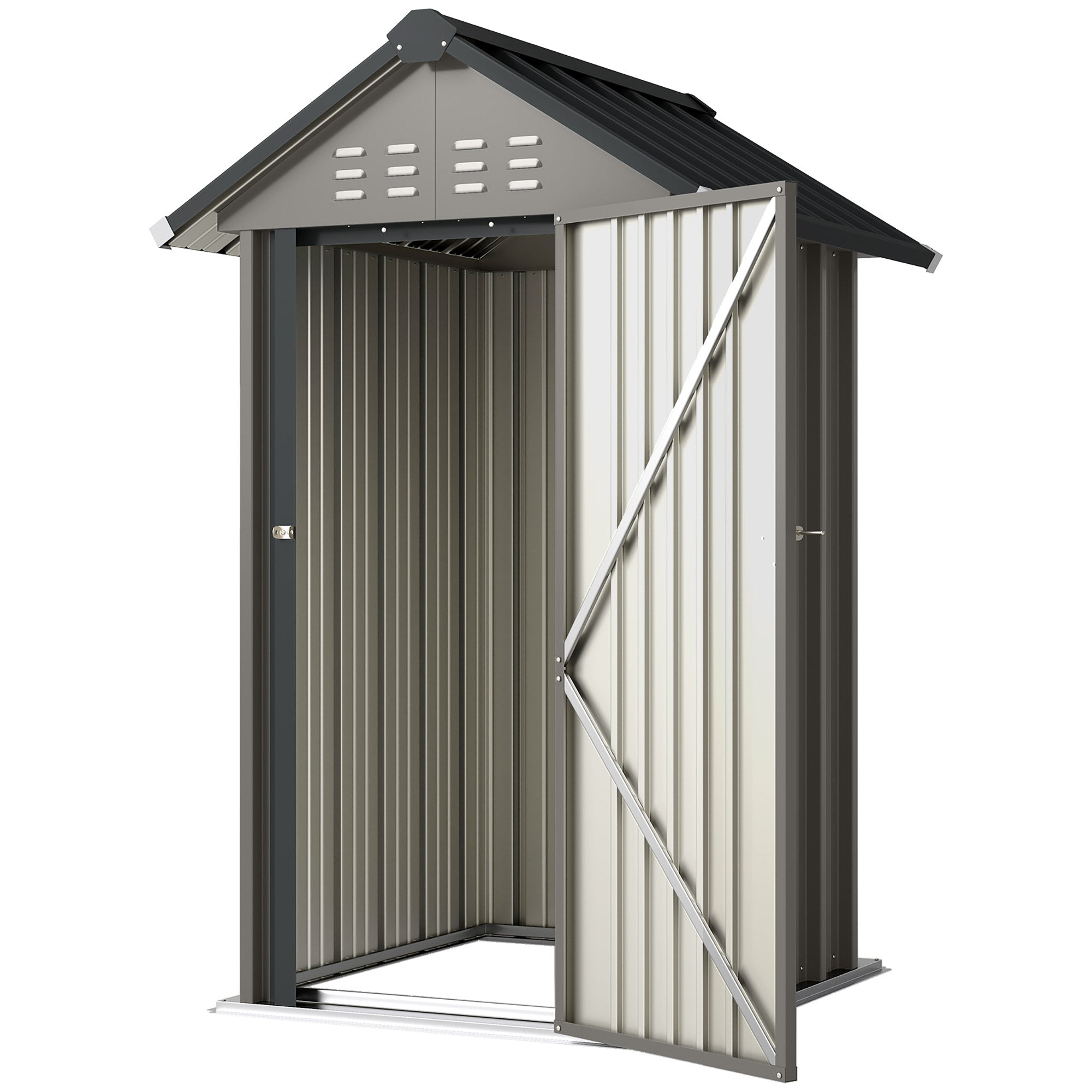 Outdoor Storage Shed with Lockable Door, Metal Garden Shed with 4 Vents for Backyard Patio