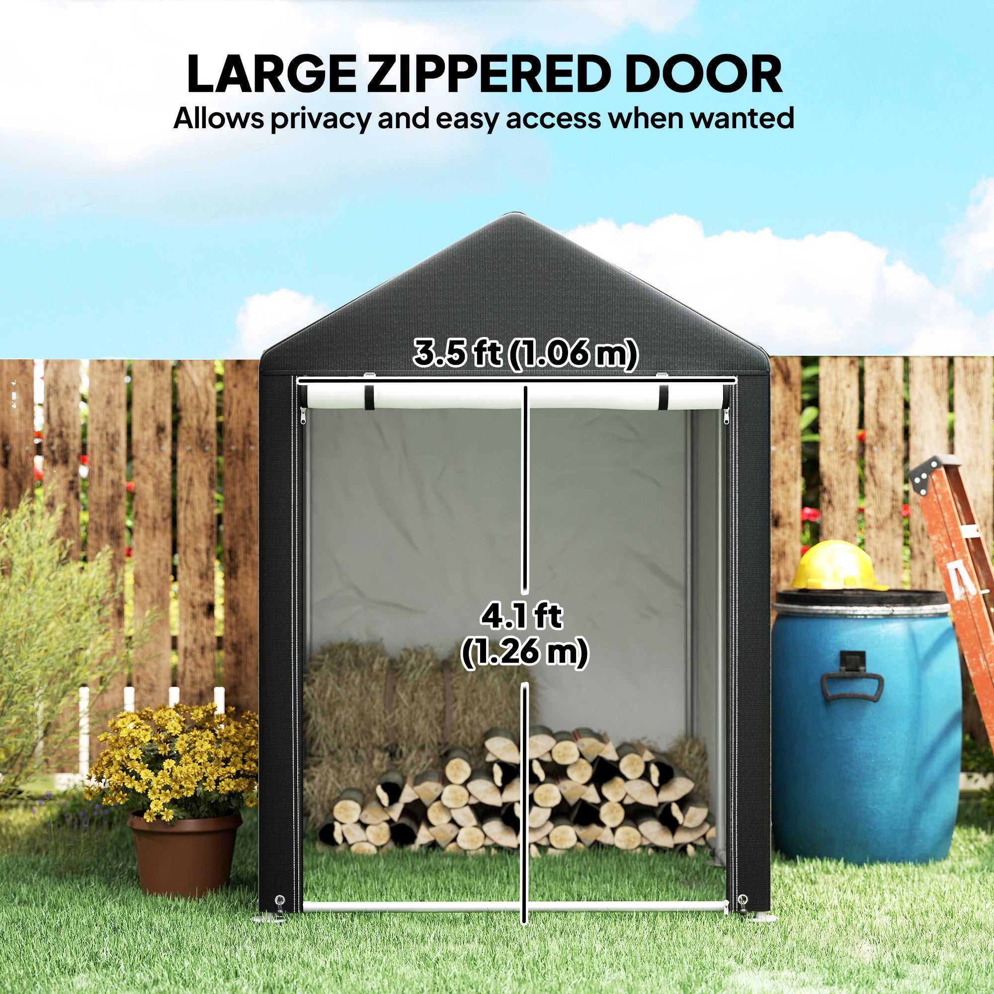 4 x 6ft Outdoor Storage Shed Tent, Portable Shed with Roll-up Door for Motorcycle, Bike, Garden Tools