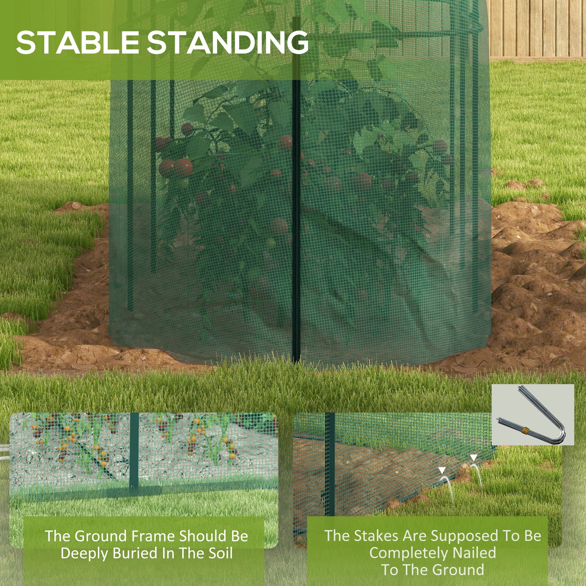9.8' x 3.3' Plant Protector Tent, Crop Cage with Zipped Door and Ground Stakes for Garden, Yard, Lawn