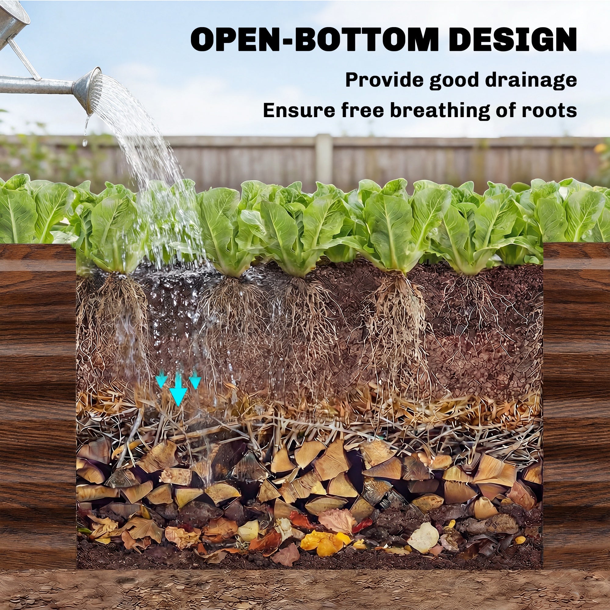 8'x2.6'x1.5' Galvanized Raised Bed, Large Elevated Planter Box for Growing Flowers, Herbs and Vegetables, Wood Effect