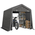 9.2' x 7.9' Garden Storage Tent, Patio Storage Shelter w/ Metal Frame and Double Zipper Doors, Dark Grey