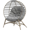 Egg Chair, Patio Lounge Chair, Foldable Basket Chair with Large Seat Cushion, Side Pocket, Light Grey