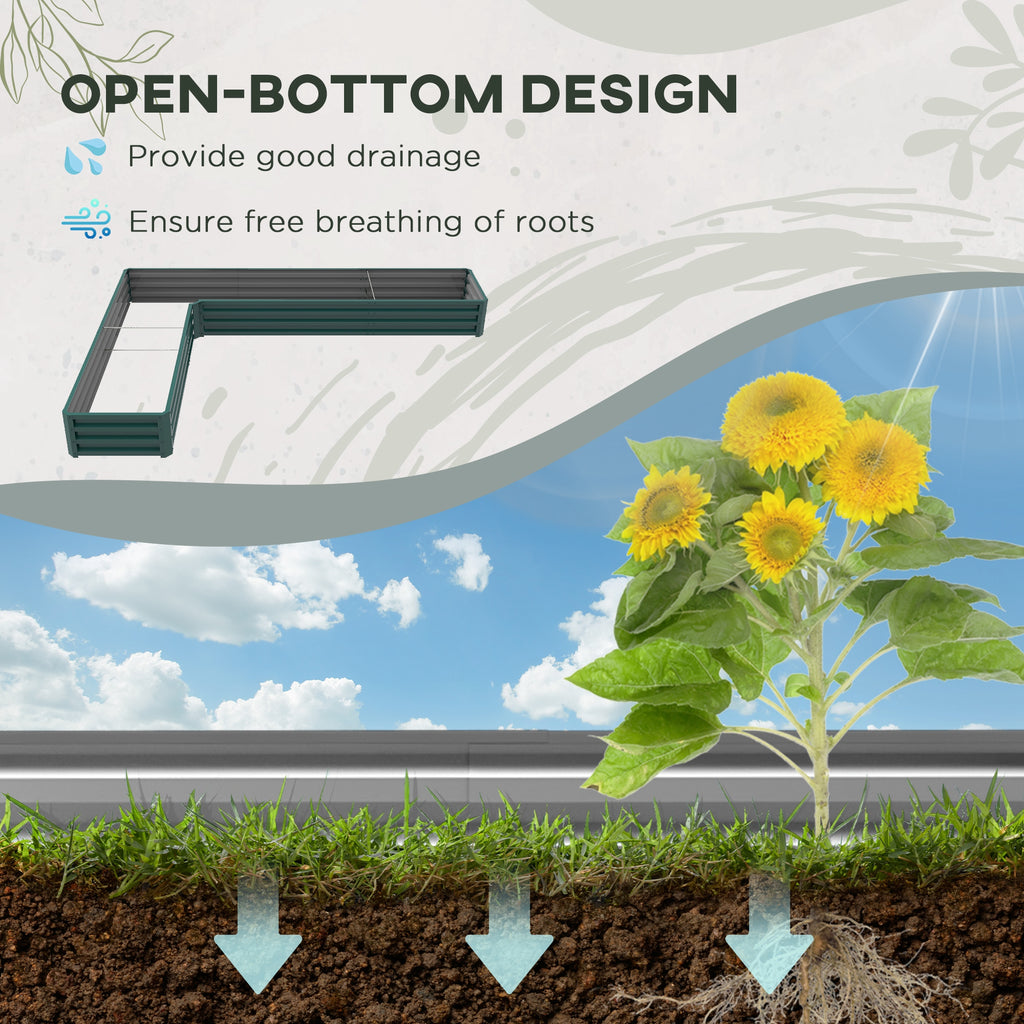 Galvanized Raised Garden Bed Steel Planter Box w/ Rods for Vegetables Flowers Herbs, 82" x 109" x 12", Green