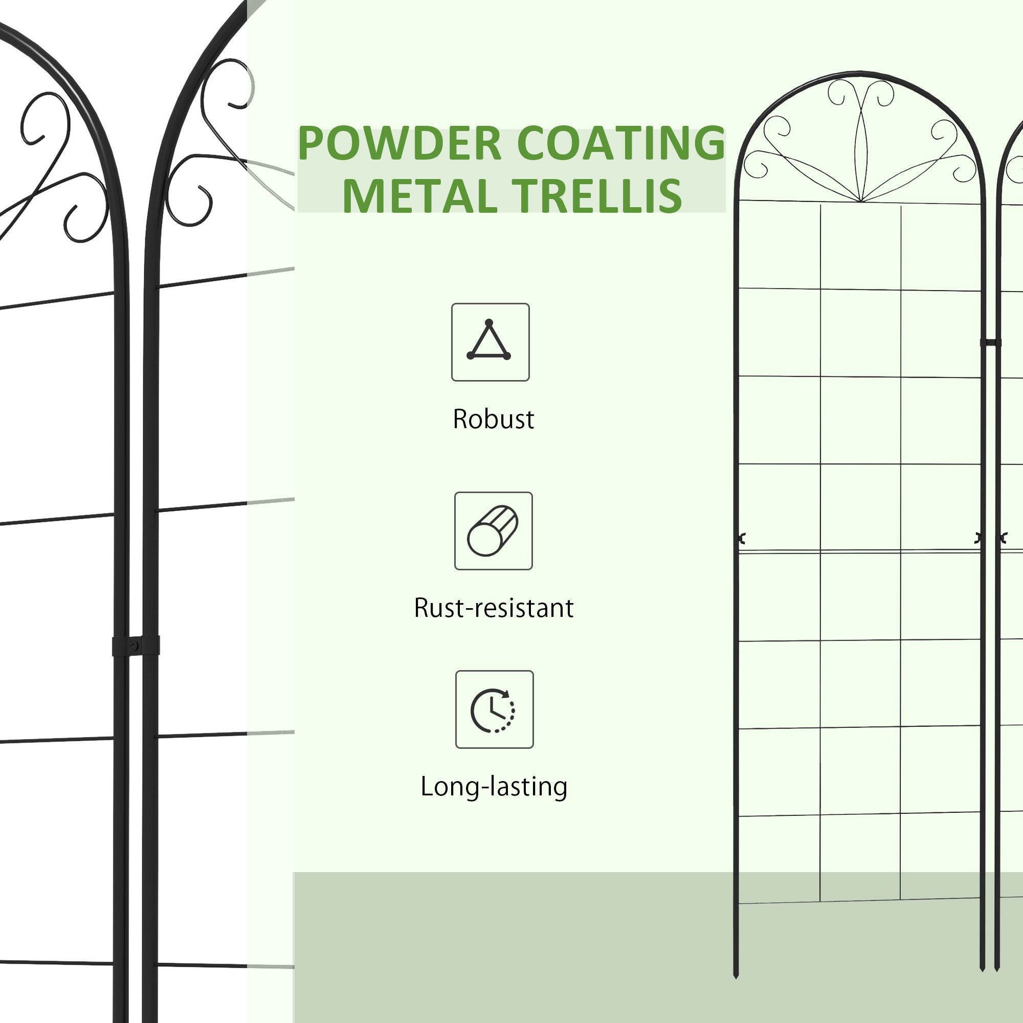 2 Pcs Garden Trellis for Climbing Plants, Outdoor Metal Trellis Plant Support Trellises for Patio, Lawn, Backyard
