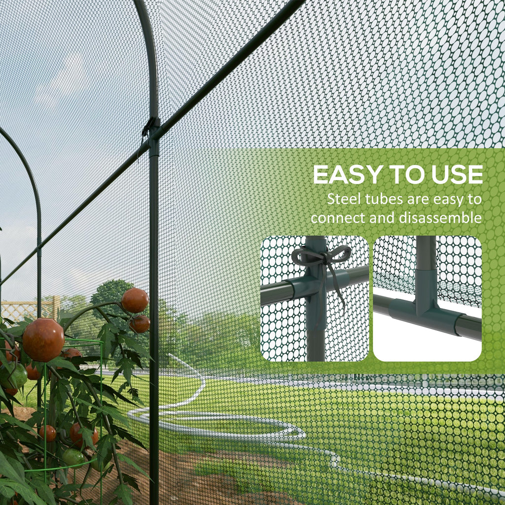 9.8' x 3.3' Plant Protector Tent, Crop Cage with Zipped Door and Ground Stakes for Garden, Yard, Lawn
