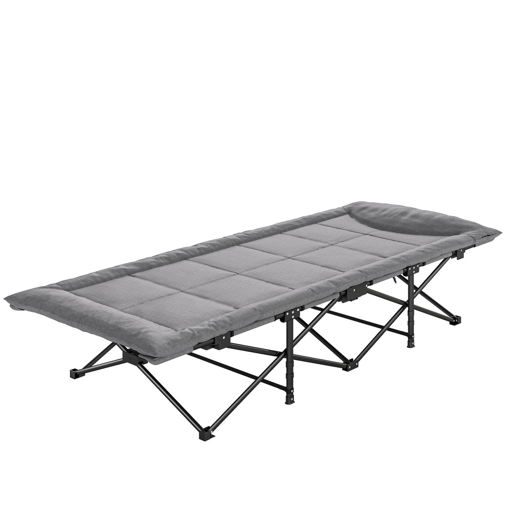 Camping Cot for Adults with Padded Cushion, 31.5" Wide Folding Bed with Carry Bag and Non-Slip Feet, Grey