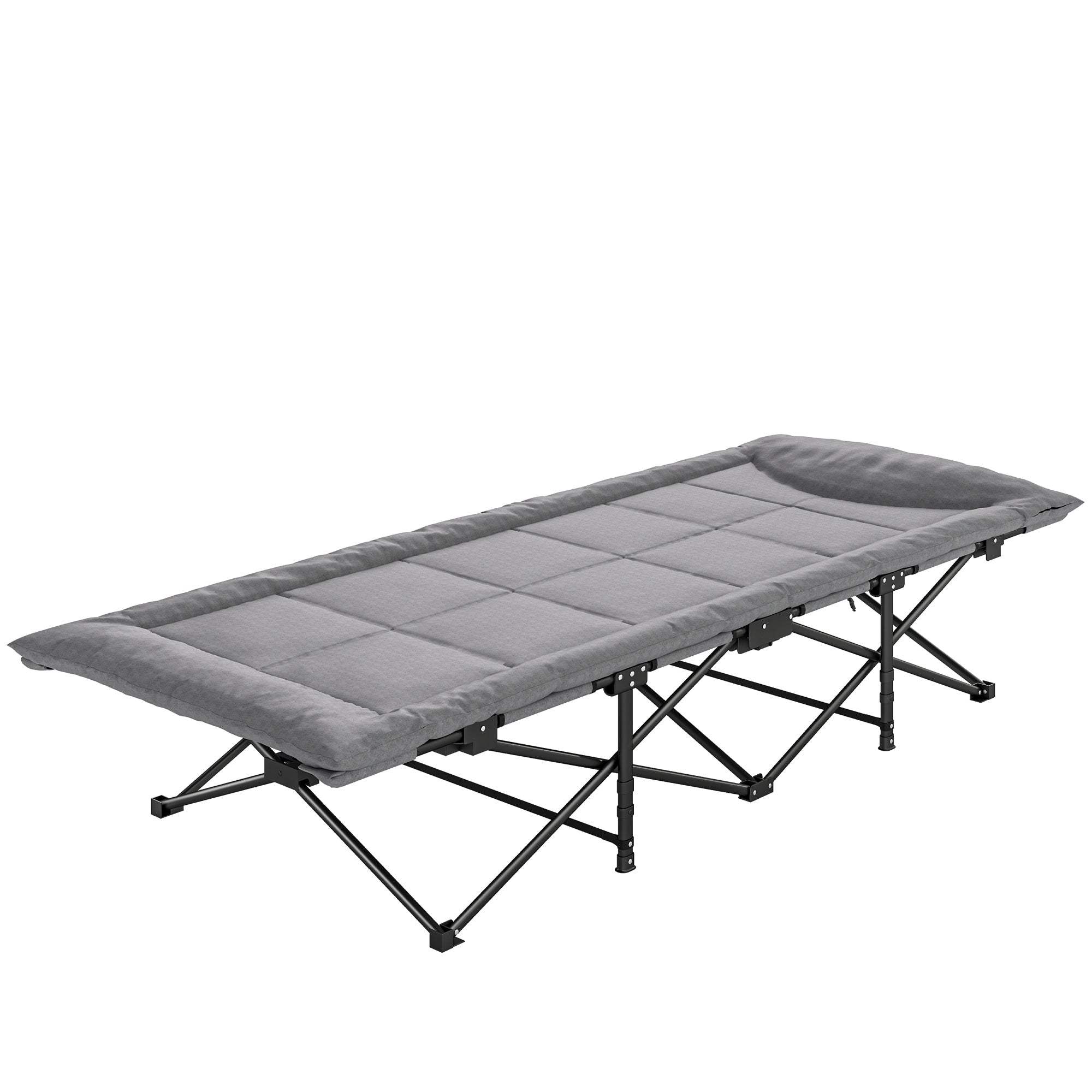 Camping Cot for Adults with Padded Cushion, 31.5" Wide Folding Bed with Carry Bag and Non-Slip Feet, Grey