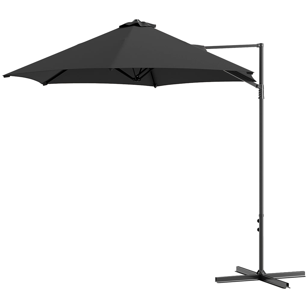 8.5FT Offset Patio Umbrella 360Â° Rotation Cantilever Parasol Outdoor Cantilever Roma Parasol Î¦100.8" x 96.5"H Black
