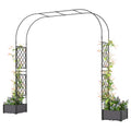Garden Arch Outdoor Trellis Arbor with 2 Planter Boxes, 109.4" x 15.7" x 86.6", Black