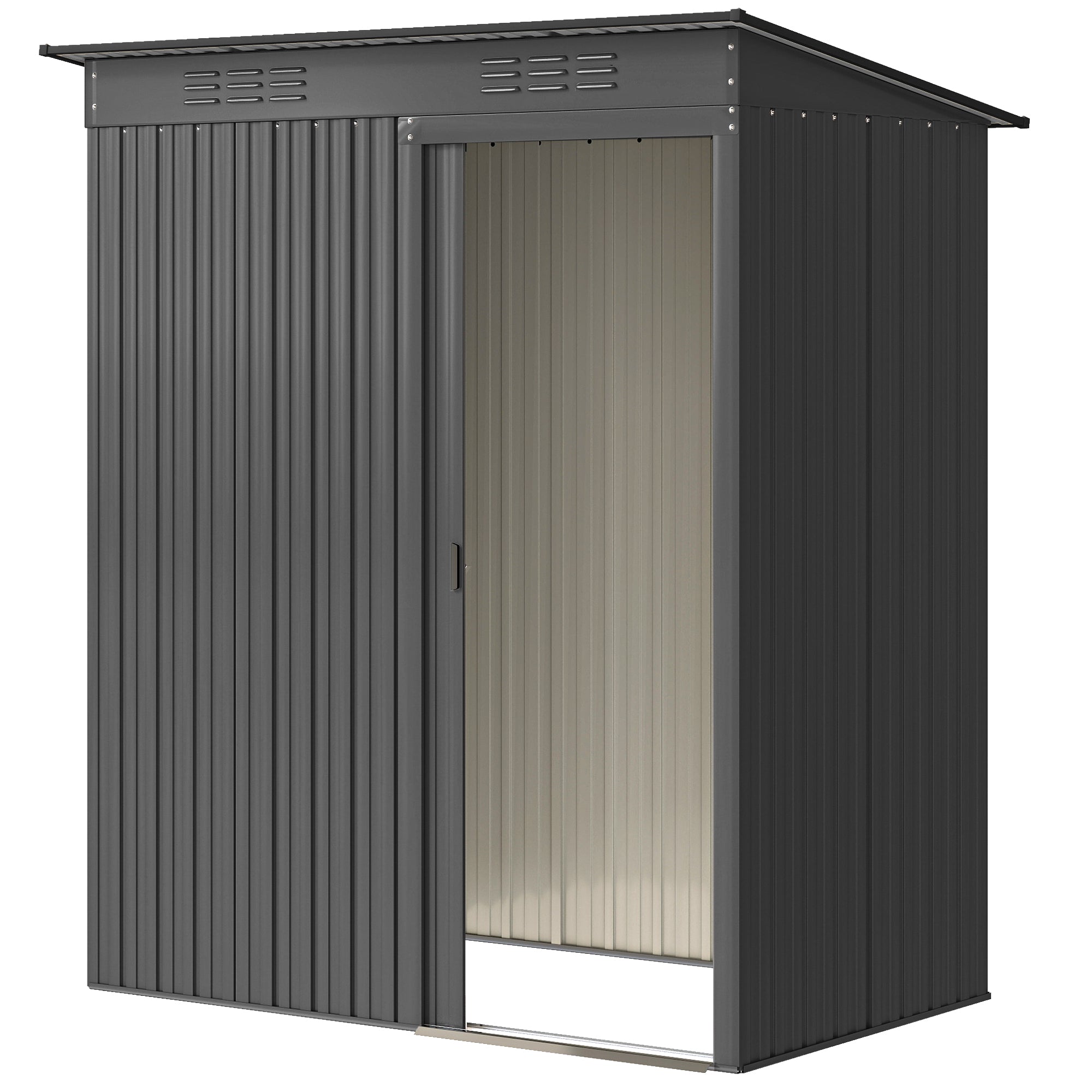 5.2' x 3.5' Outdoor Storage Shed, Easy to Assemble Metal Garden Shed, for Backyard, Lawn, Patio, Dark Grey