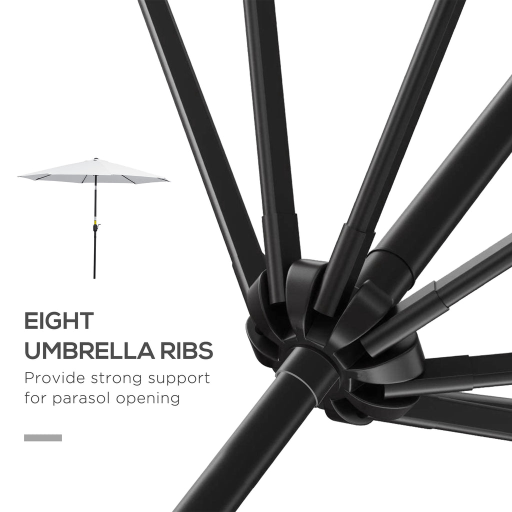 10' x 8' Round Market Umbrella, Patio Umbrella with Crank Handle and Tilt, Outdoor Parasol for Garden, White