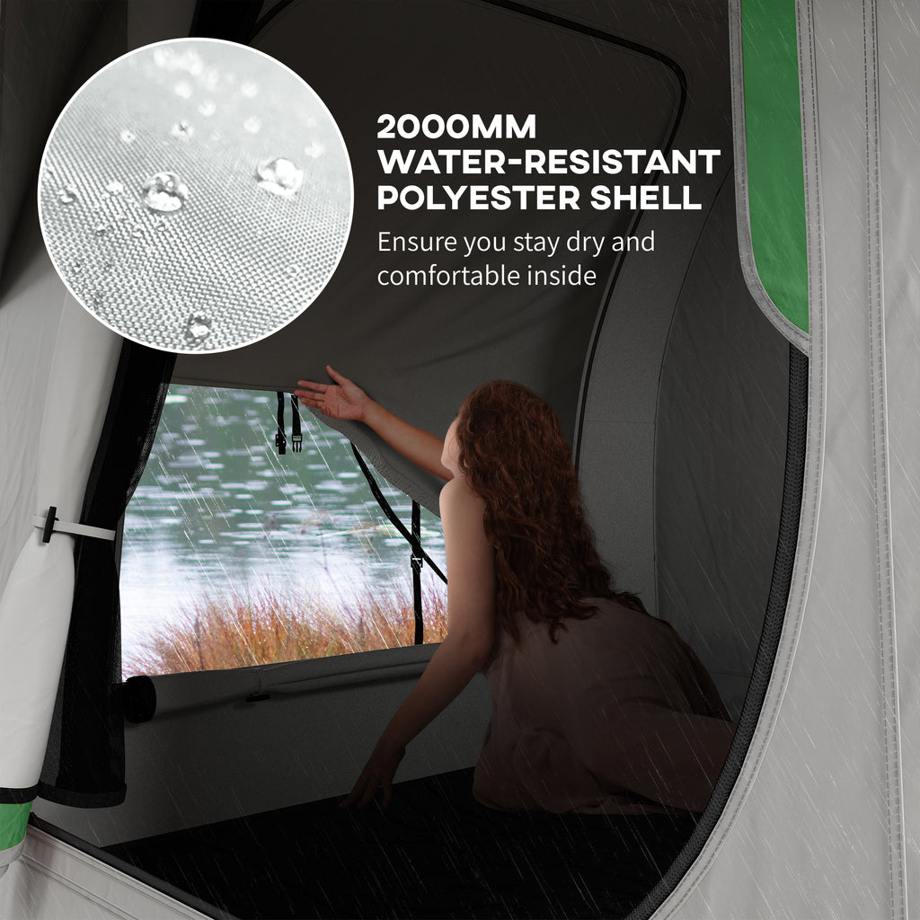 2000mm Waterproof SUV Tent, Car Tent with 3 Doors and Mesh Window, for 5-6 Person Camping Travel, Grey and Green