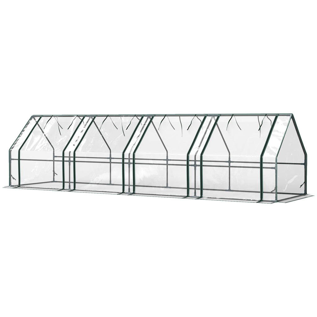 Portable Mini Greenhouse Tunnel Growing Tent Plants Flower Warm House w/ Zippered Roll-up Doors, Clear
