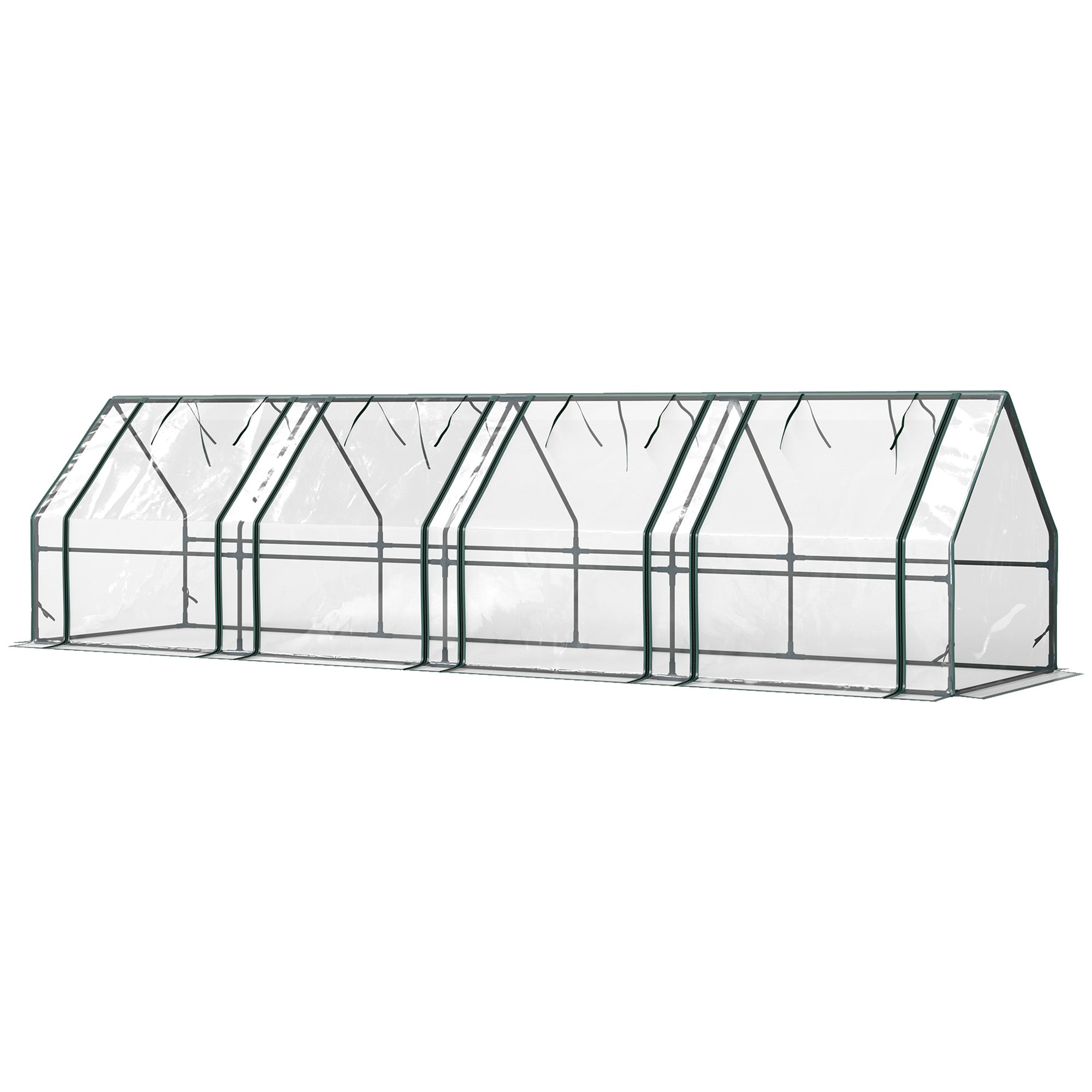 Portable Mini Greenhouse Tunnel Growing Tent Plants Flower Warm House w/ Zippered Roll-up Doors, Clear