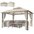 10' x 12' OutdoorÂ Gazebo,Â Double Roof Patio Gazebo Canopy with Netting and Curtains for Garden, Lawn, Backyard, Deck