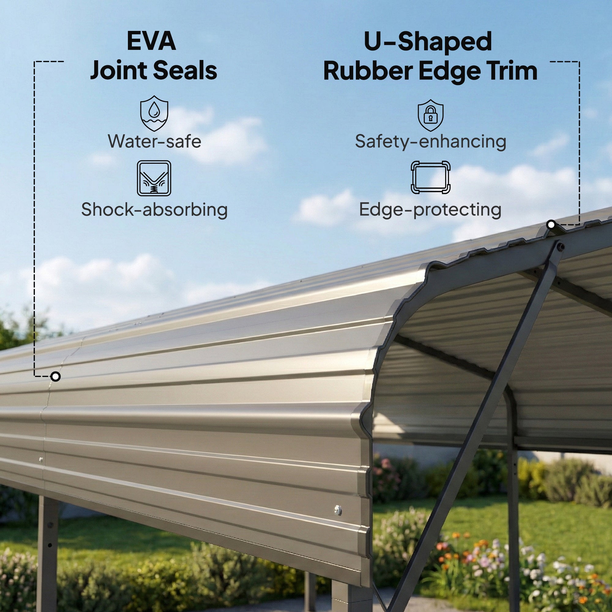 10 x 15FT Metal Carport, Heavy-Duty Carport Canopy with Reinforced Frame & Galvanized Steel Roof, Dark Grey