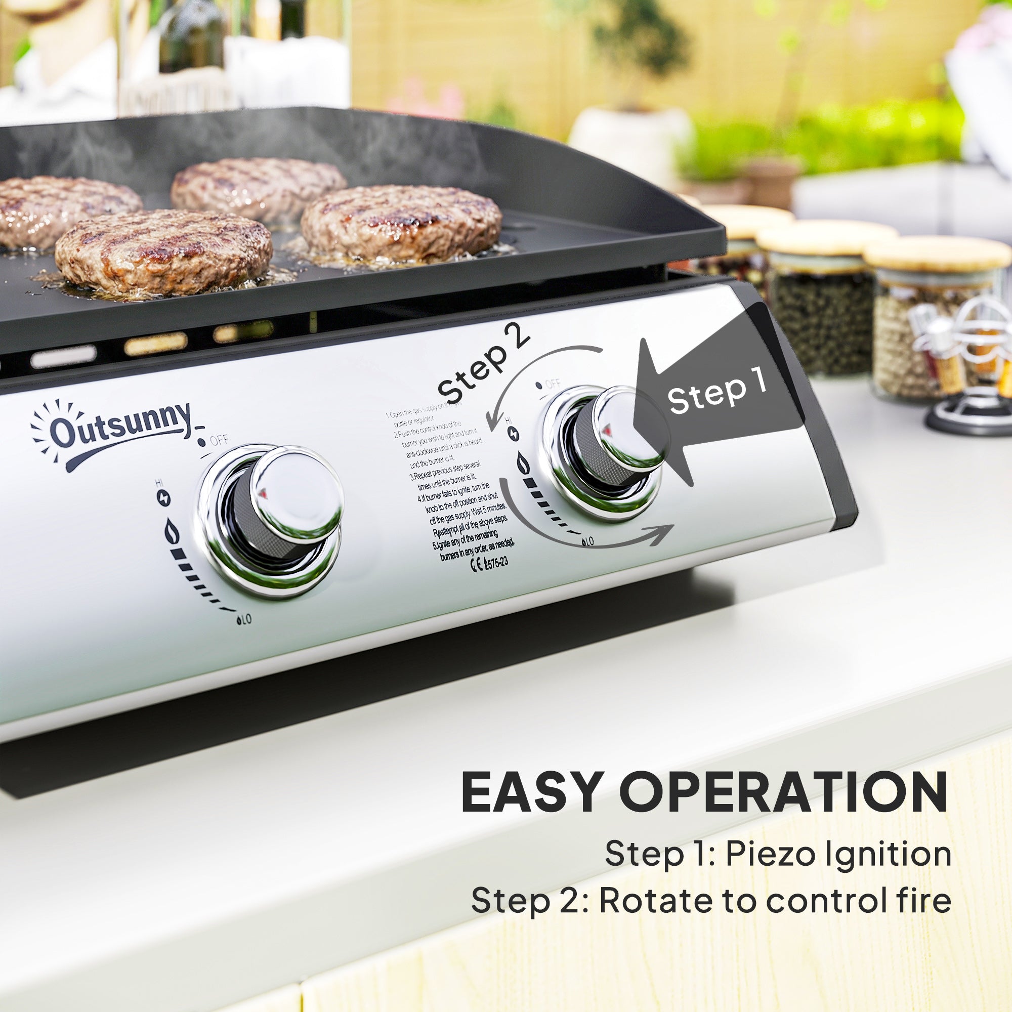 2 Burner Liquefied Gas Grill, Portable Tabletop BBQ Grill, for Camping, Picnic, Silver