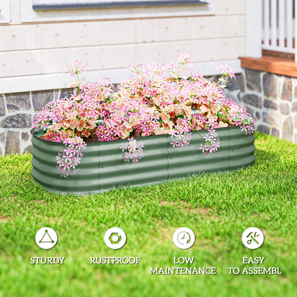 4.9 x 2 x 1ft Galvanized Raised Garden Bed Kit, Metal Planter Box with Safety Edging, Green