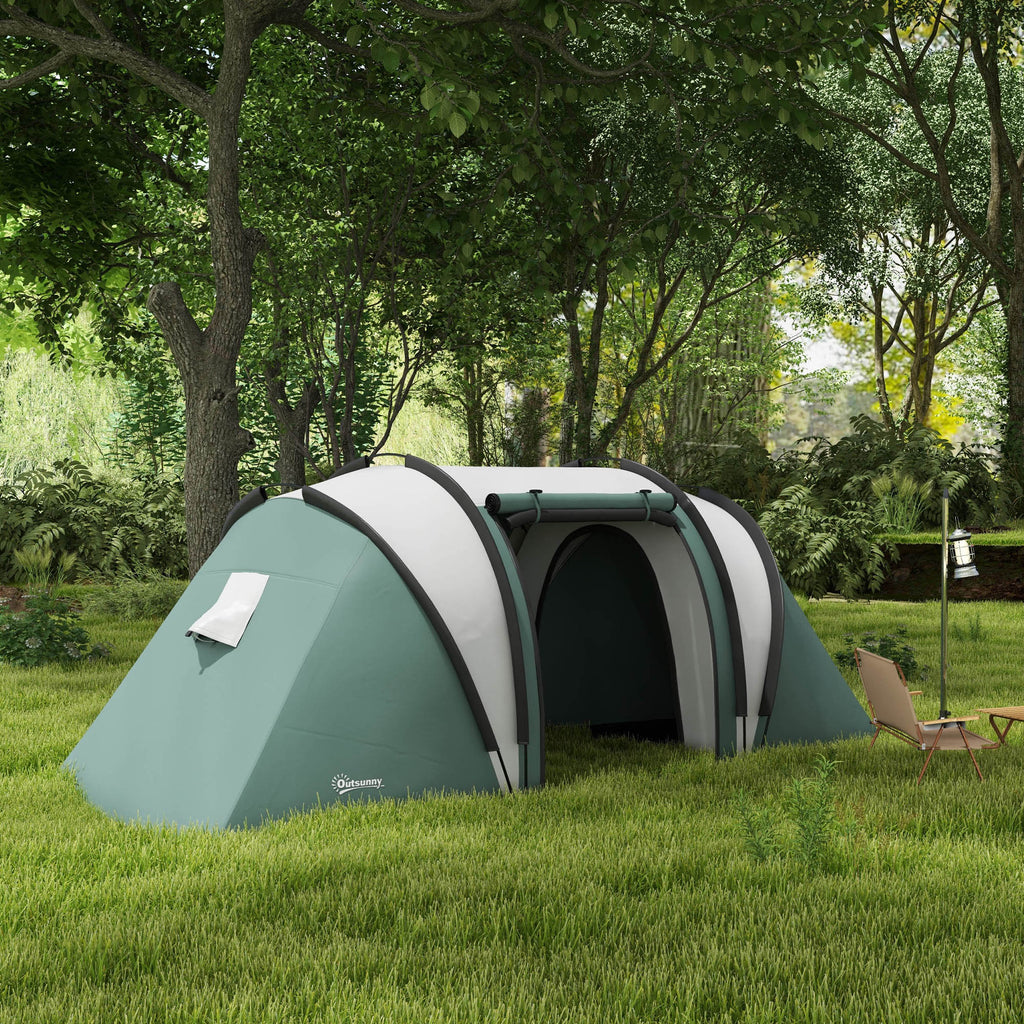 Camping Tent with 2 Bedrooms and Living Area, 3000mm Waterproof Family Tent, for Fishing Hiking Festival, Army Green
