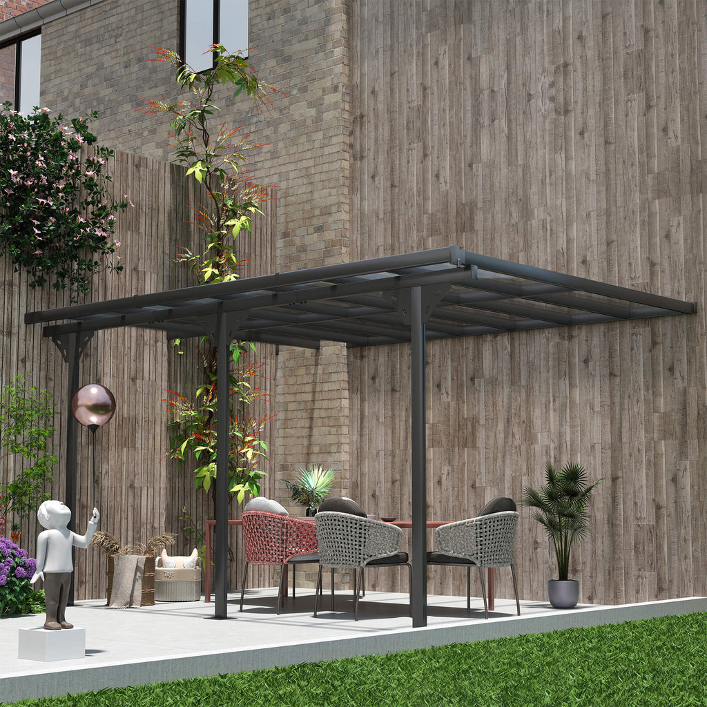 Outdoor Pergola with Adjustable Height, 14ft x 10ft Outdoor Hardtop Pergola Gazebo, Restaurants & Homes, Grey