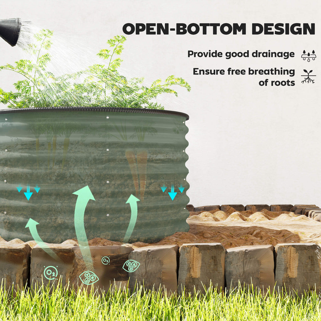 Set of 2 Raised Garden Bed, Metal Planter Box with Safety Edging, Easy-to-assemble Stock Tank, Green