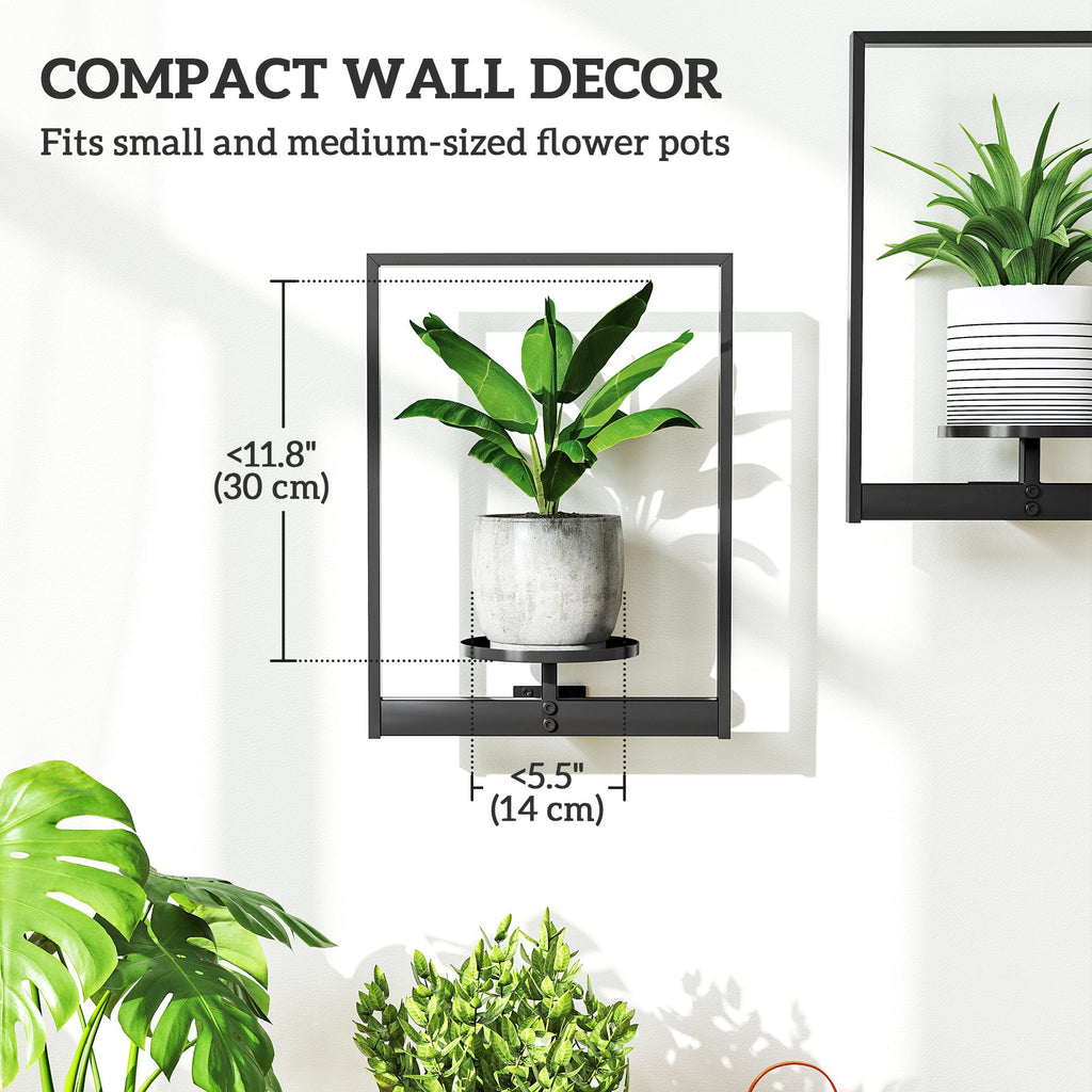 3 Pack Wall Planters for Indoor Plants, Wall-Mounted Metal Plant Stand Shelves, Picture Frame Wall Decor Hanger