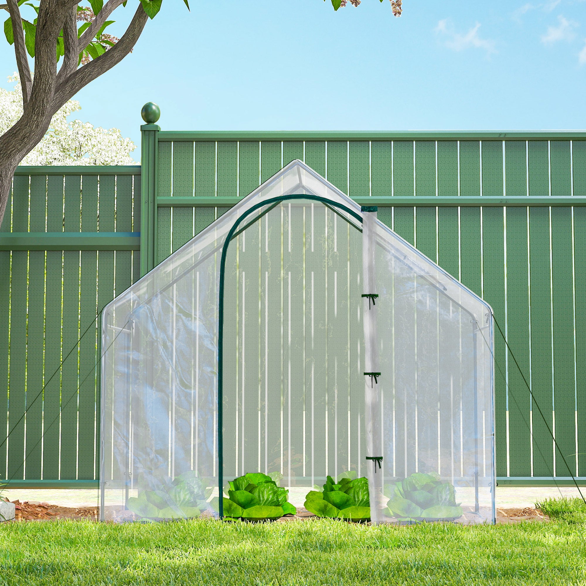 6'x3.3'x5.5' Walk-in Garden Greenhouse with Door and Window, Portable Mini Greenhouse for Plants Flowers Herbs, Steel Outdoor Hot House Growing Tent, Clear Plastic Cover