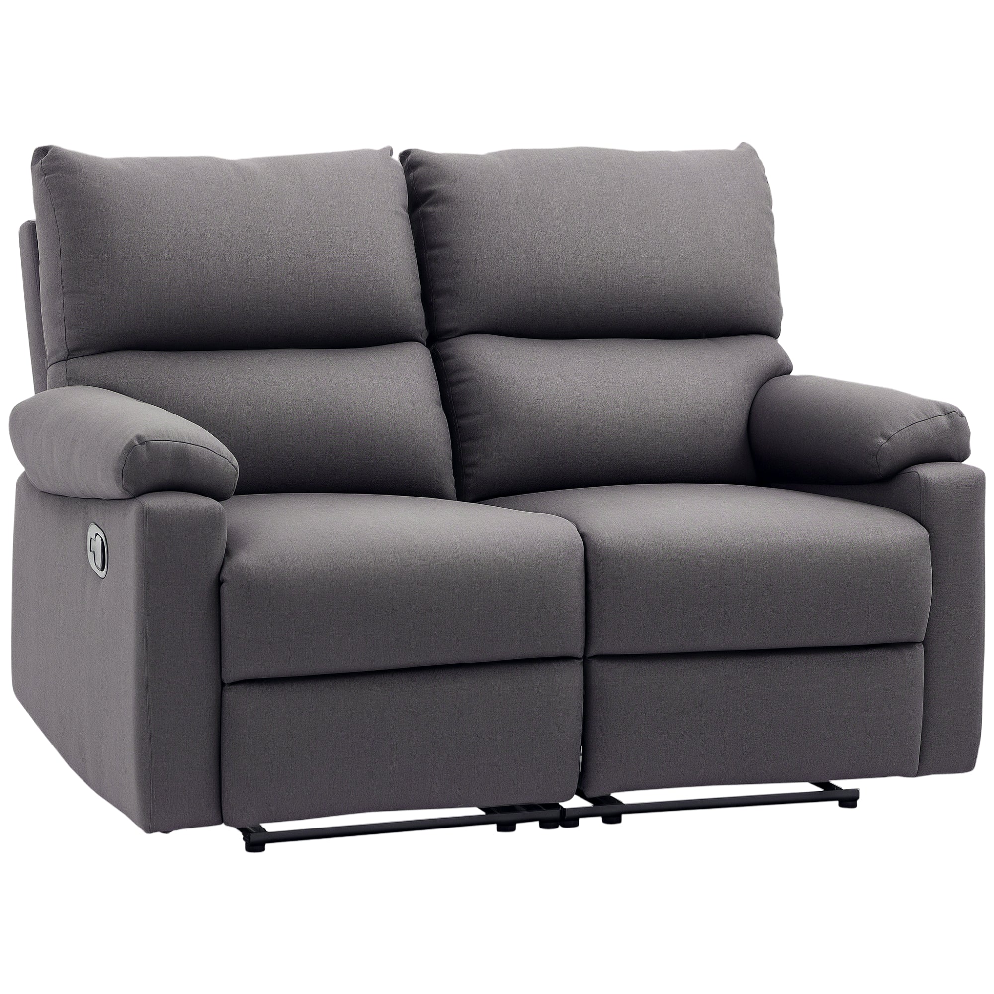 2 Seater Reclining Chair, Loveseat Recliner Sofa with Footrest and Split Backrest, Dark Grey