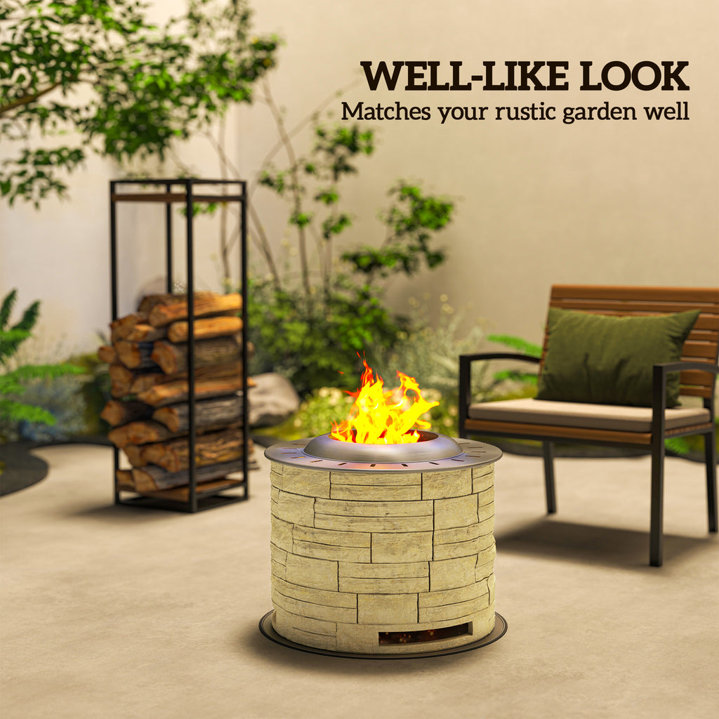 Smokeless Fire Pit, Portable Camping Bonfire Stove with Mat for Backyard Patio Picnic, Magnesium Oxide, Yellow