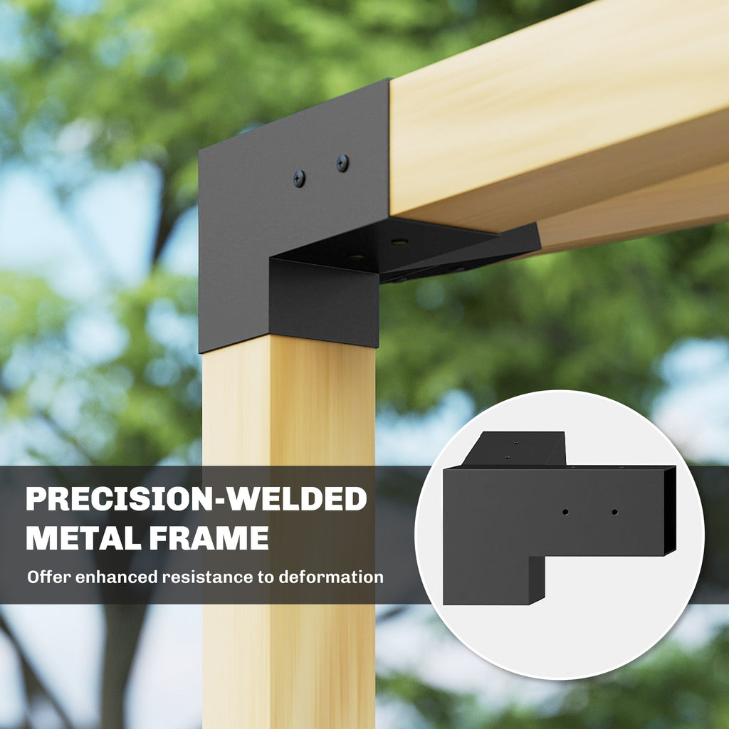 Pergola Kit, 15Â° Slanted Pergola Bracket Kit with 3-Way Brackets, Post Bases, Wall Mounts for 3.6" X 3.6" Lumber, Black