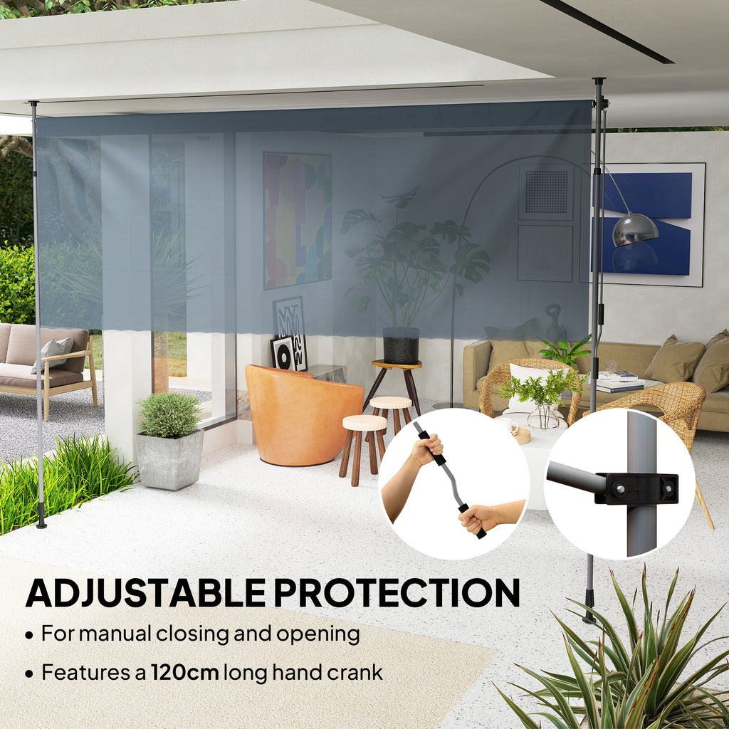 11.5' x 10' Manual Retractable Patio Awning, Outdoor Privacy Screen with UPF30+ & Water-Resistant Fabric, Dark Grey