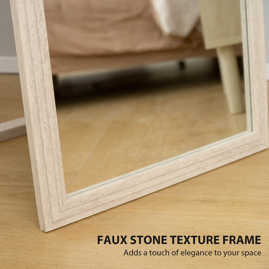 64" x 21" Full Length Mirror, Standing, Wall-Mounted or Leaning Against Wall, for Bedroom, Living Room, White