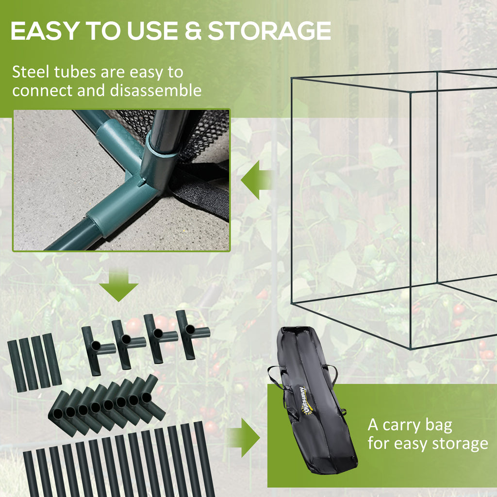 6.5 x 3.3ft Crop Cage, Garden Plant Protector with Single Zippered Door, Storage Bag and Ground Stakes, Black