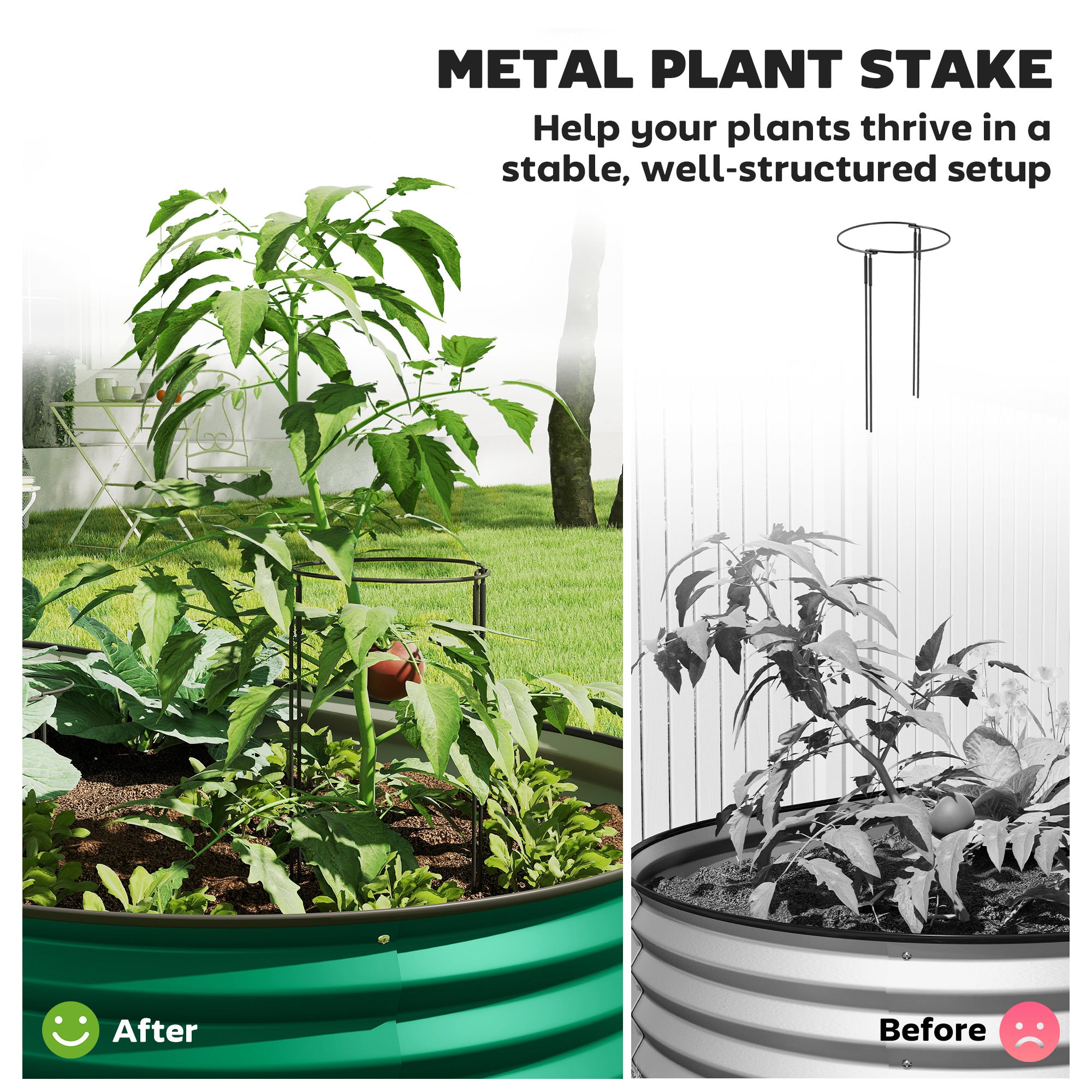 6' x 3' x 1' Large Outdoor Planter Box, Galvanized Raised Garden Bed with Metal Plant Stake, Green