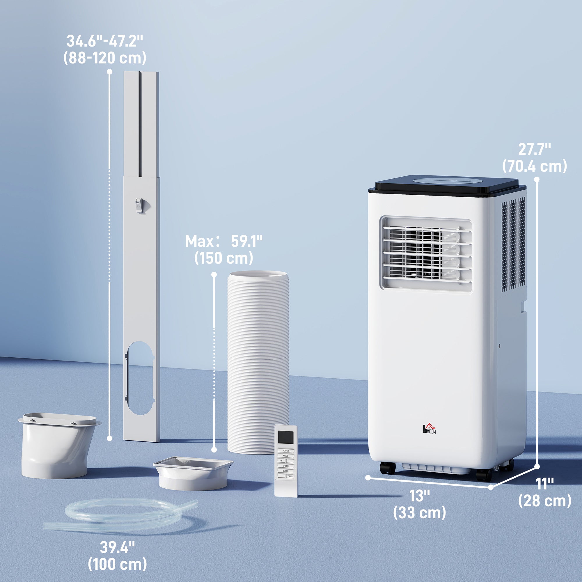 10,000 BTU Moible Air Conditioner 440 Sq. Ft., Dehumidifier Fan Auto Sleep with 24H Timer On/Off, Window Kit, White