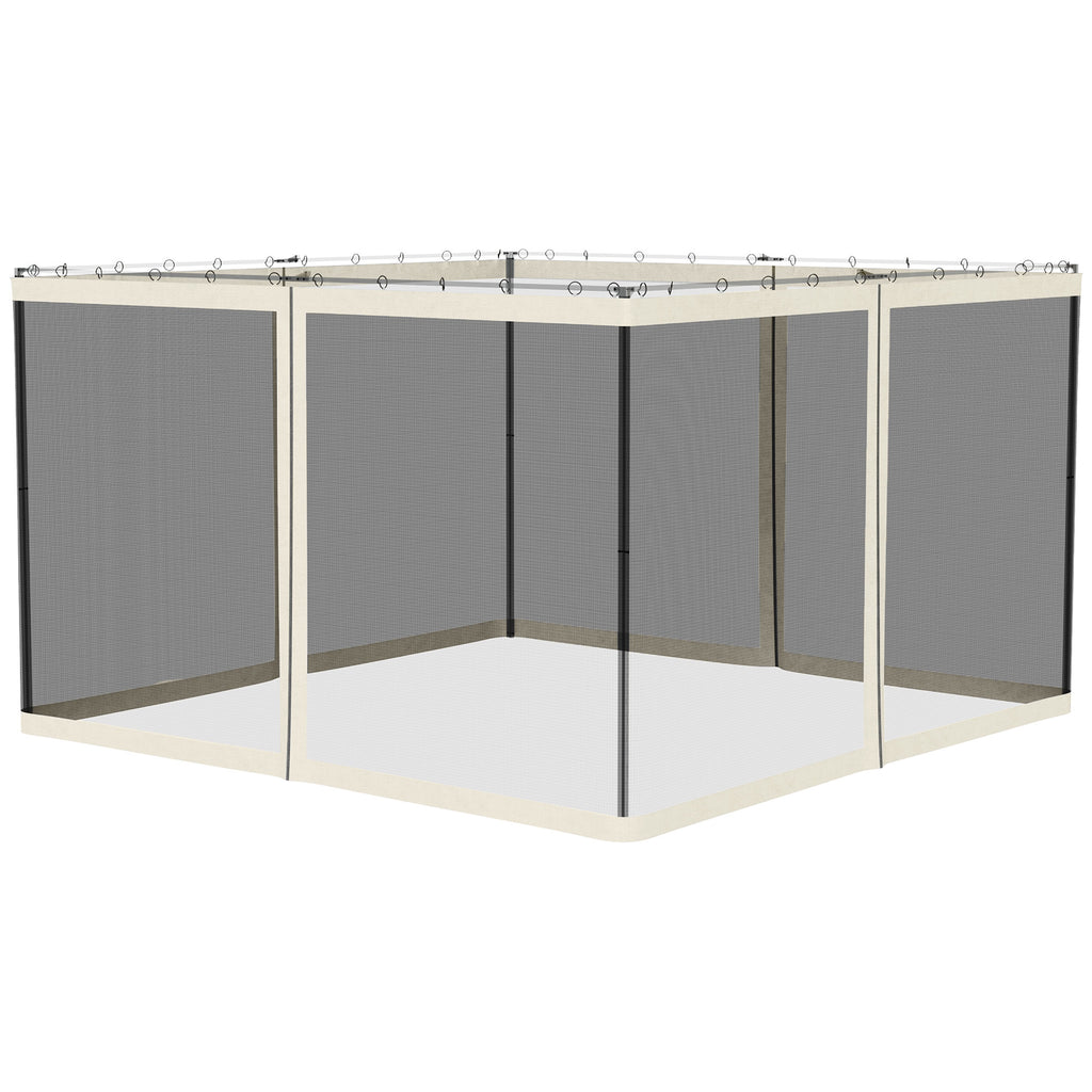Replacement Mosquito Netting for Gazebo 10' x 12' Black Screen Walls for Canopy with Zippers, White