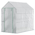 73" x 47" x 75" Walk-in Greenhouse Outdoor Portable Plant Flower Growth Warm House Garden Tunnel Shed with Roll-up Door and 4 Shelves, White
