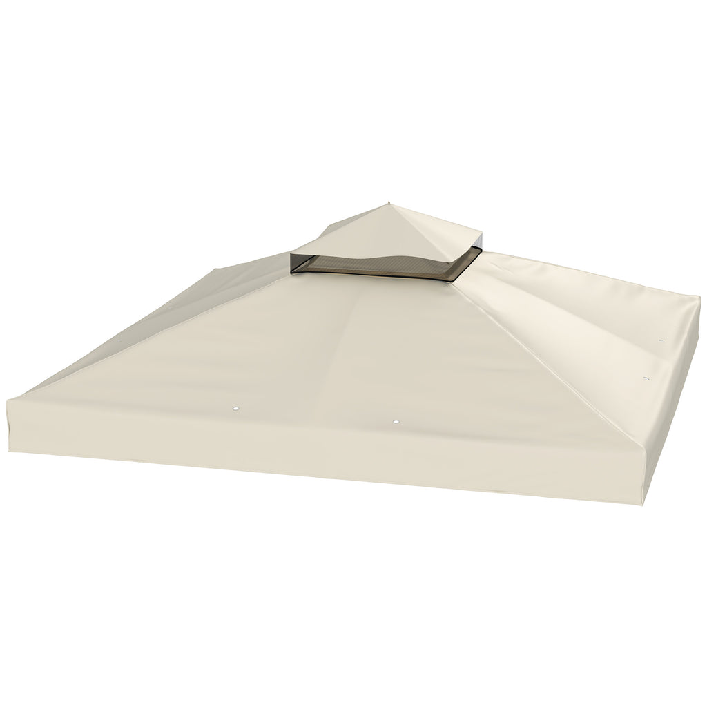 10' x 10' Gazebo Canopy Replacement Cover, 2-Tier Garden Gazebo Roof Replacement, UPF30+, TOP COVER ONLY, Cream White