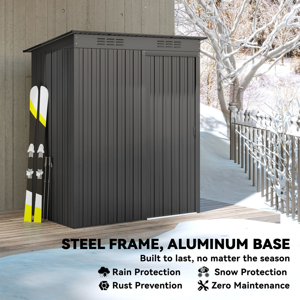 5.2' x 3.5' Outdoor Storage Shed, Easy to Assemble Metal Garden Shed, for Backyard, Lawn, Patio, Dark Grey