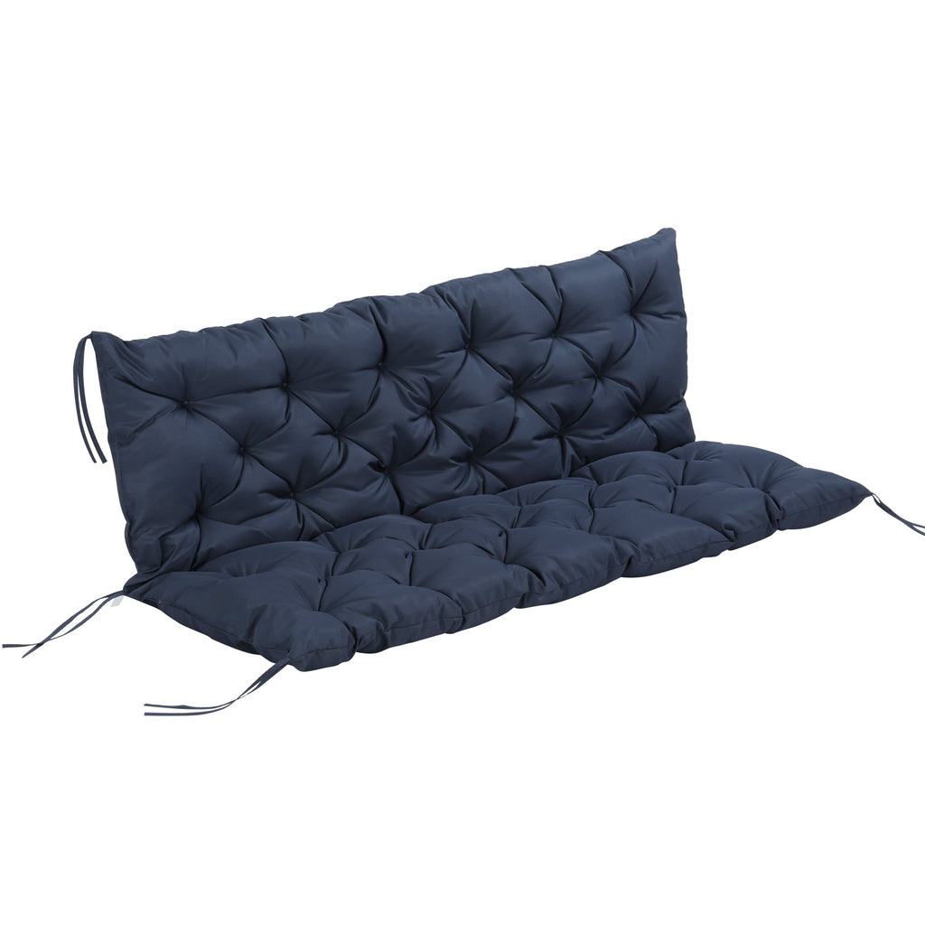 Porch Swing Cushion Garden Bench Cushion with Backrest, Non-Slip 3-Seater Soft Pad, Dark Blue