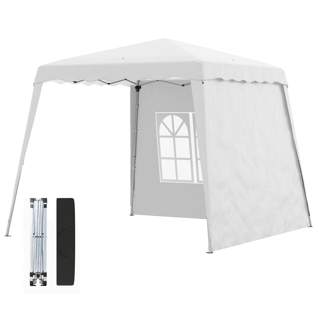 Pop Up Canopy Tent with 2 Sidewalls, UV50+ Tents for Parties, with Carry Bag, Slant Legs, 8 x 8ft Top/9.5 x 9.5ft Base