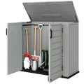 33 Cu.ft Plastic Outdoor Storage Shed, Storage Cabinet Tool Box with Lockable Double Doors and Flip-Top Lid Light Grey