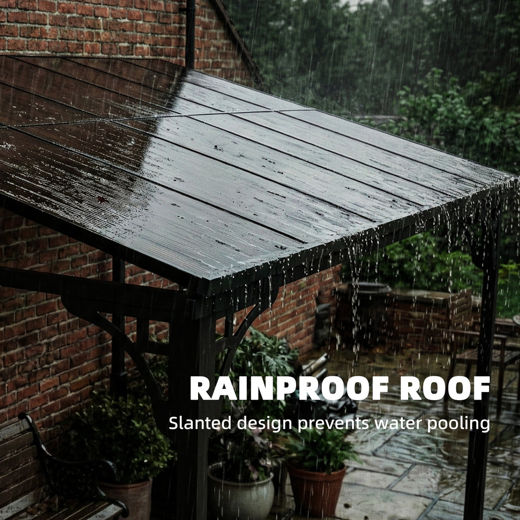 11' x 10' Outdoor Pergola, Wall Mounted Hardtop Lean-to Gazebo with Polycarbonate Roof and Metal-Aluminium Frame