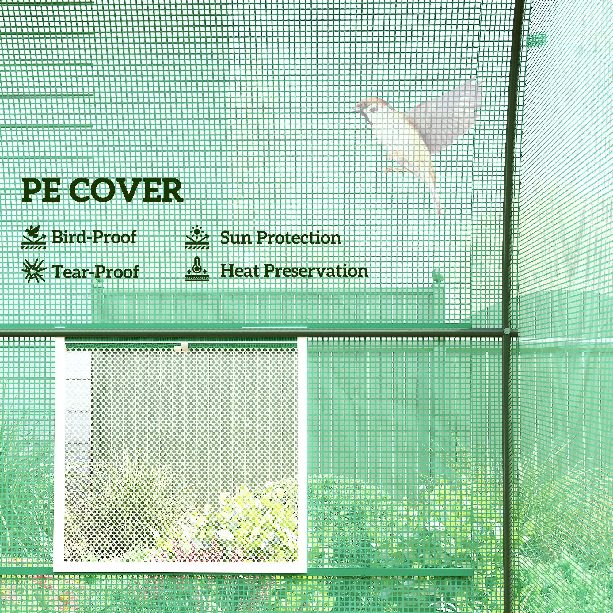 8'x6.6'x6.6' Heavy Duty Walk-in Greenhouse Garden Tunnel Hot House Outdoor Flower Vegetable Growth Warm House Roll Up Door, Windows, Steel