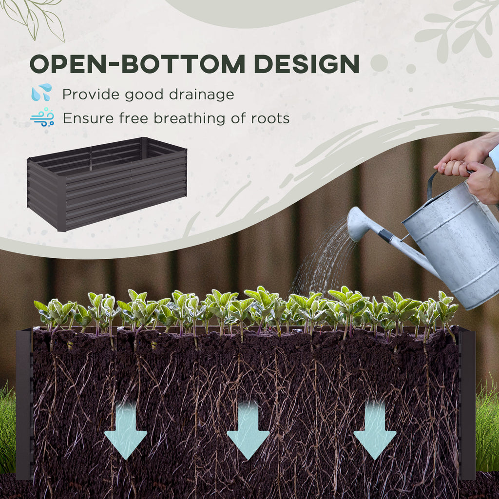 Galvanized Raised Garden Bed, Steel Outdoor Planters with Reinforced Rods, 71" x 35" x 23", Dark Grey