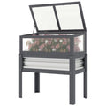 Raised Garden Bed with Flip-Up Greenhouse Top, Wooden Elevated Planter Box with Legs and Liner, Grey