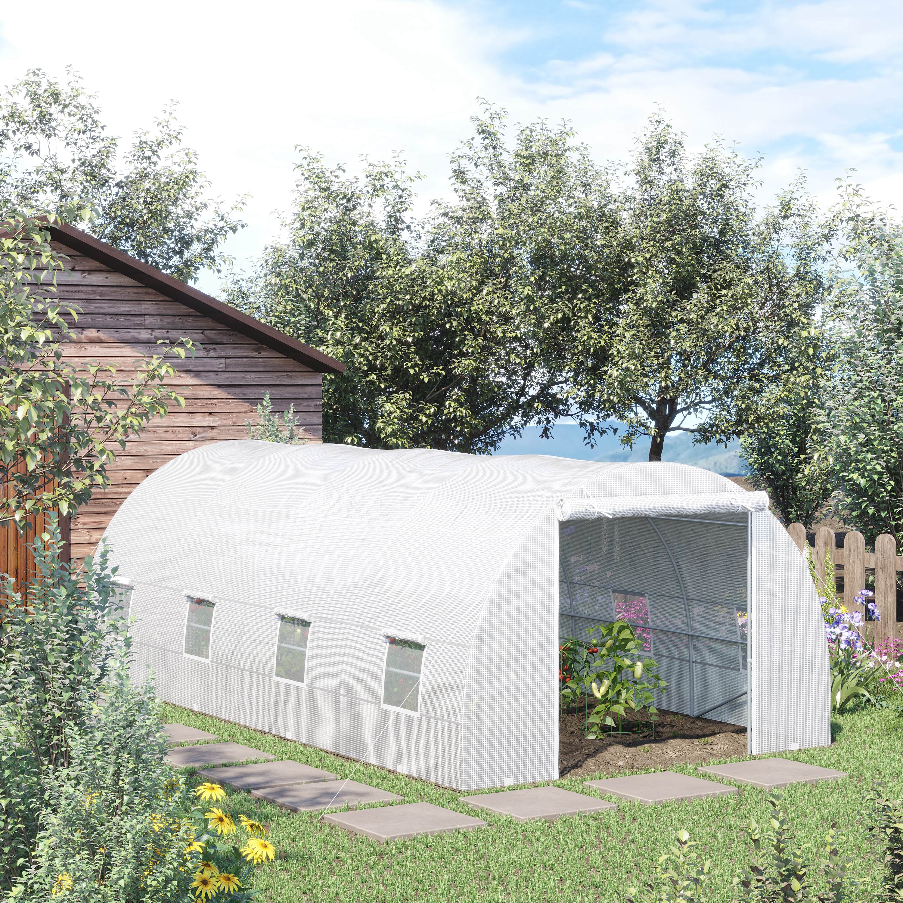 20x10x7ft Heavy Duty Tunnel Walk-in Greenhouse Outdoor Backyard Seed Plant Vegetables Grow Warm House White